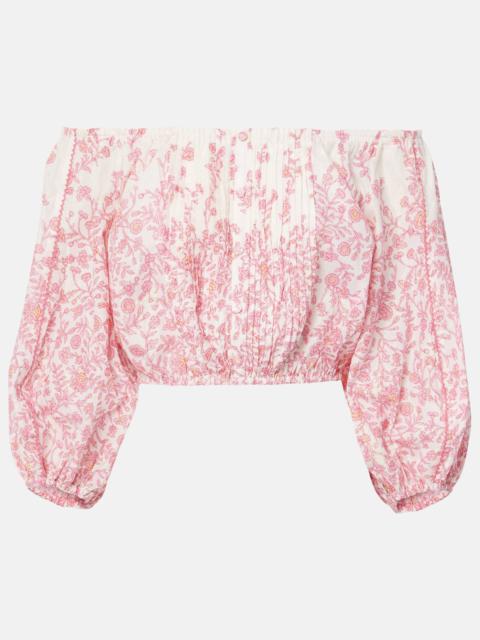 Bova floral cotton-blend crop top