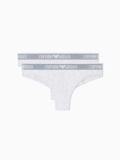 TWO-PACK OF ASV ICONIC ORGANIC-COTTON BRAZILIAN BRIEFS WITH LOGO WAISTBAND