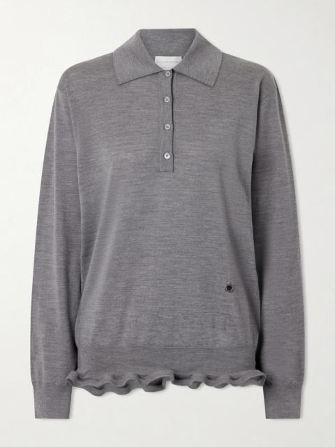 Ruffled Wool Polo Shirt