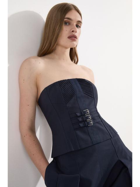 Archive Collection - Tailored Cotton Pintuck Grosgrain Belted Corset