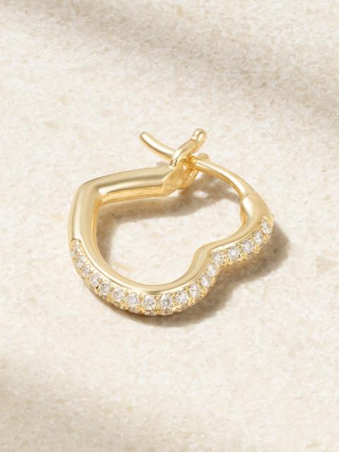 Mini Créole Coeur 9-karat Gold Diamond Single Hoop Earring