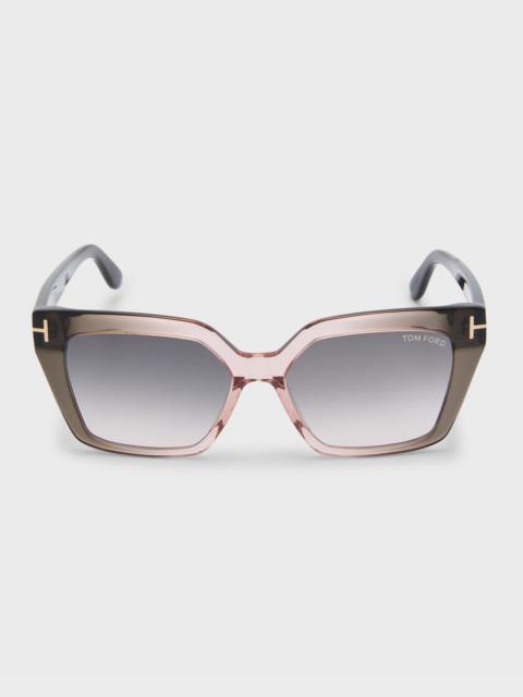 Transparent Two-Tone Acetate Cat-Eye Sunglasses