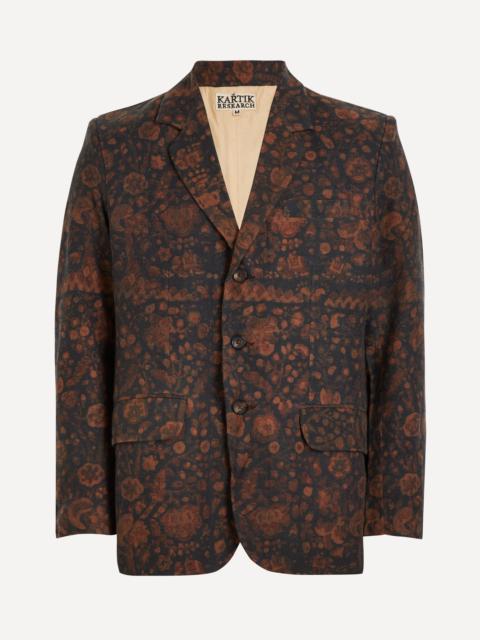 Block-Print Wool Blazer