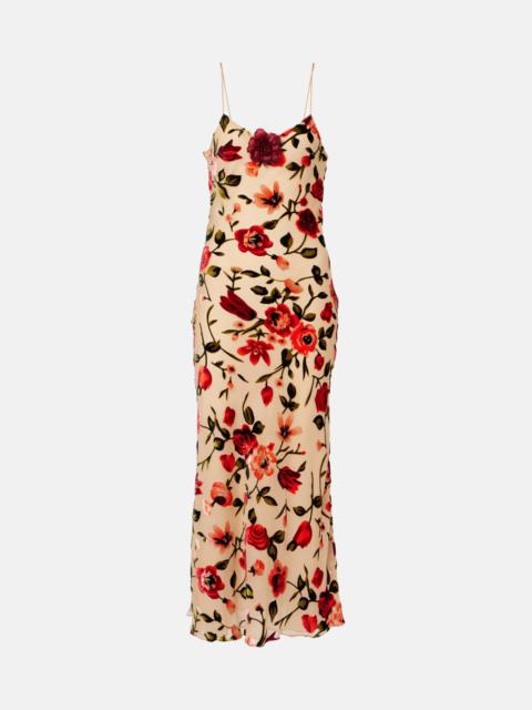 Sheer floral velvet devoré slip dress