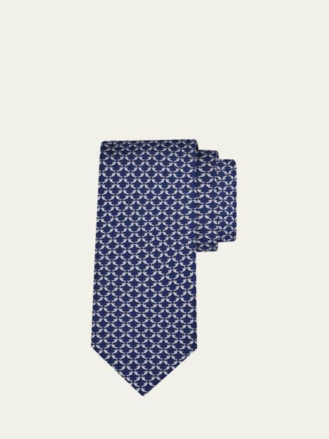 Men's Geometric Fish-Print Tie