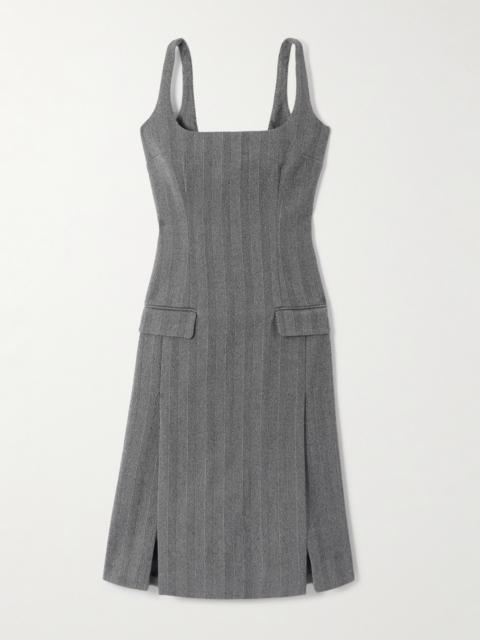 Striped Herringbone Wool-blend Dress