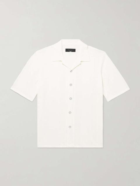 Avery Camp-Collar Honeycomb-Knit Cotton-Blend Terry Shirt