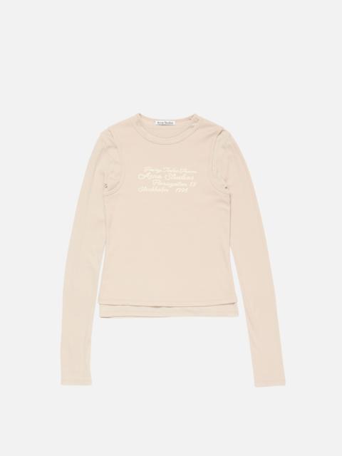 Layered long-sleeve t-shirt - Oatmeal beige