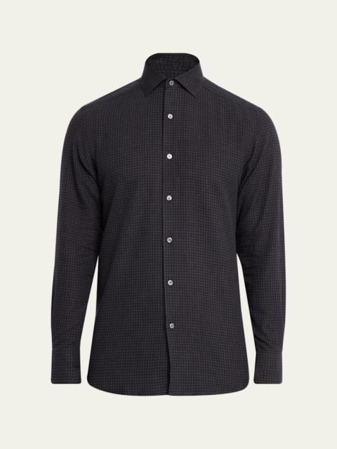 Men's Cotton and Cashmere Check Button-Down Shirt