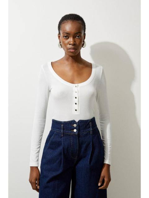 Lux Viscose Rib Jersey Long Sleeve Scoop Neck Top