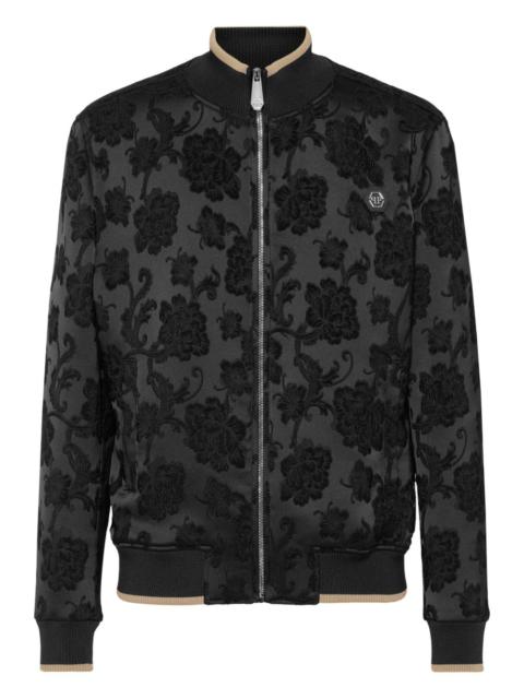 jacquard flowers bomber jacket