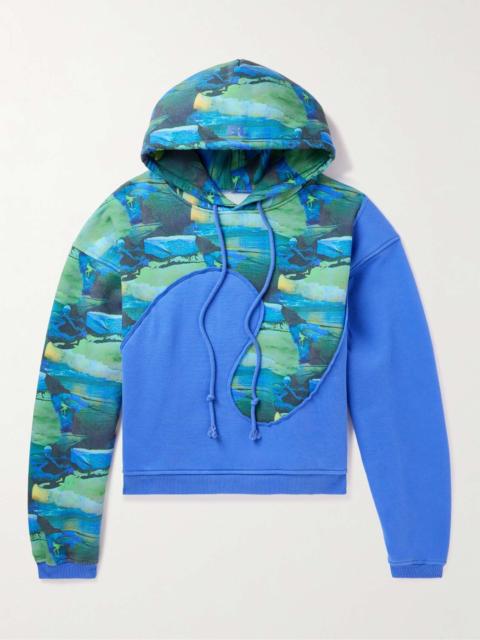 Panelled Printed Cotton-Jersey Hoodie
