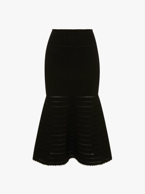 Flared Midi Skirt In Black