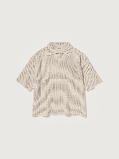 TUSSAH SILK COTTON MESH KNIT SKIPPER POLO