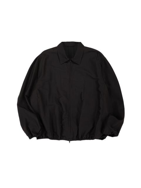 Wool Silk Collared Zip Jacket Dark Charcoal