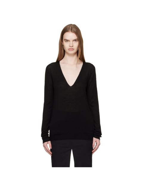 Black Temple V Neck Pull Sweater