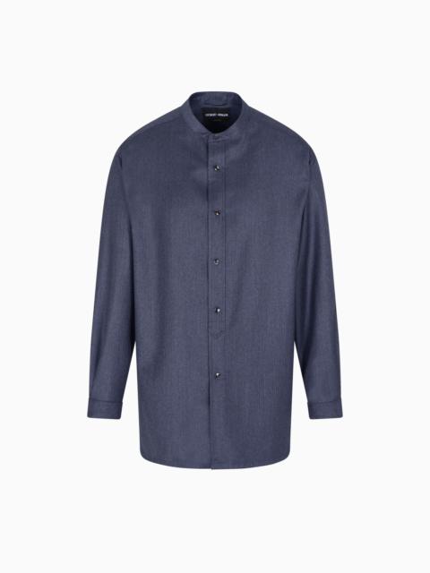 SHIRT JACKET IN MICRO CHEVRON VIRGIN WOOL