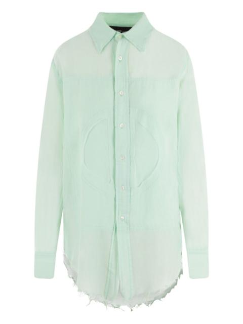 frayed-edge button-down shirt