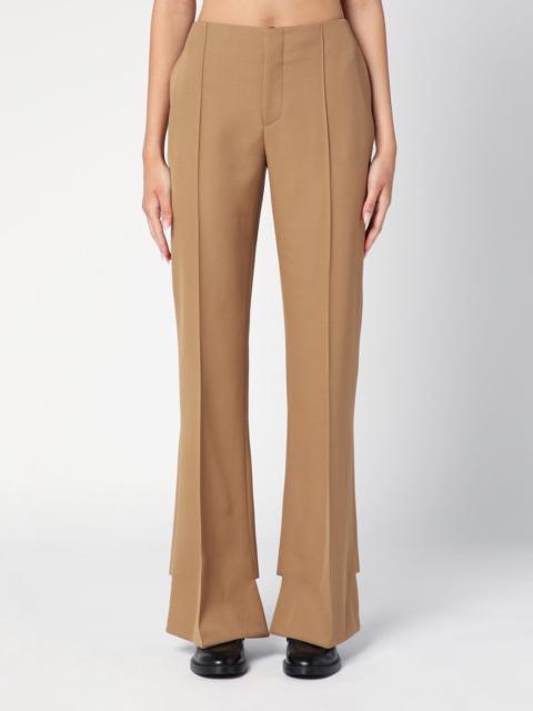 Beige asymmetrical wool trousers