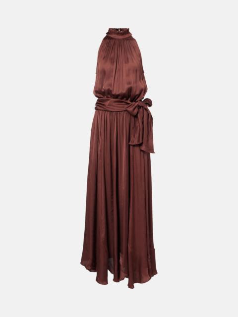 Nina halterneck satin maxi dress
