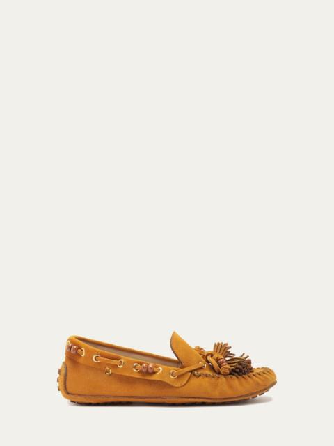 Caramel Tassel Suede Moccasin