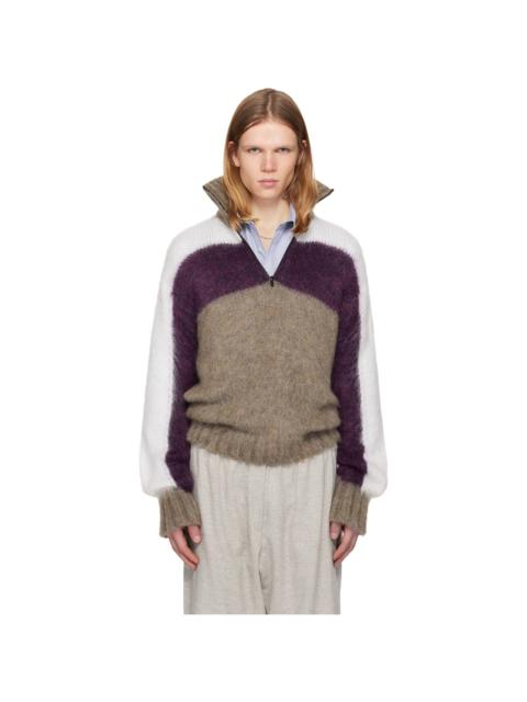 Gray & Purple Sestola Knit Sweater