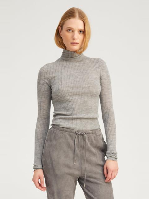 GREY CASHMERE MOCK NECK