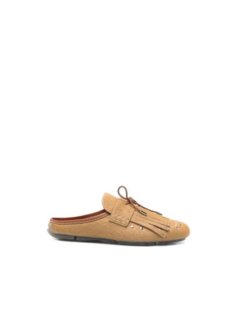 Montego calf-hair fringed mules