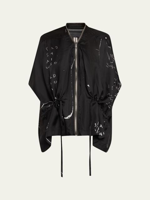 Sail Equation-Print Short-Sleeve Zip Jacket