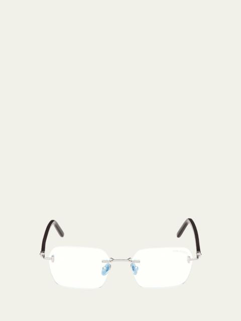 Rimless Mixed-Media Rectangle Sunglasses
