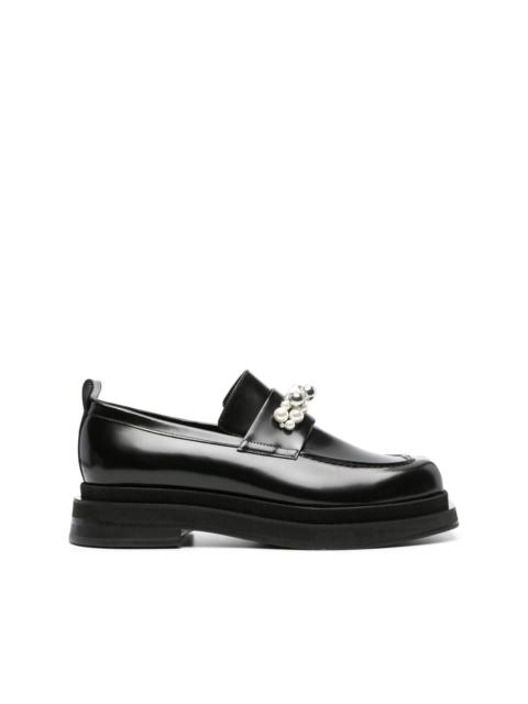 pearl-detail leather loafers