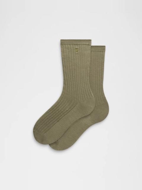 Unisex Ribbed Cotton-Blend Crew Socks