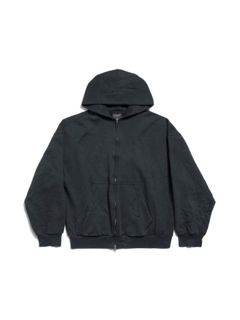 Flipped Uni Zip-up Hoodie Regular Fit in Black Faded/anthracite
