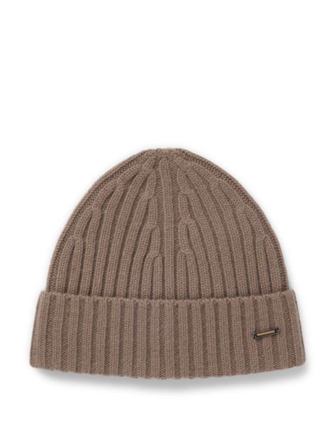 CASHMERE BEANIE HAT WITH RIBBING