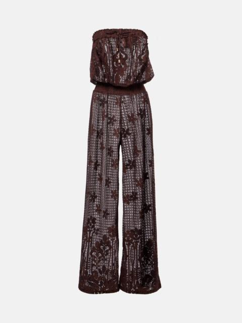 Viv off-shoulder cotton-blend jumpsuit