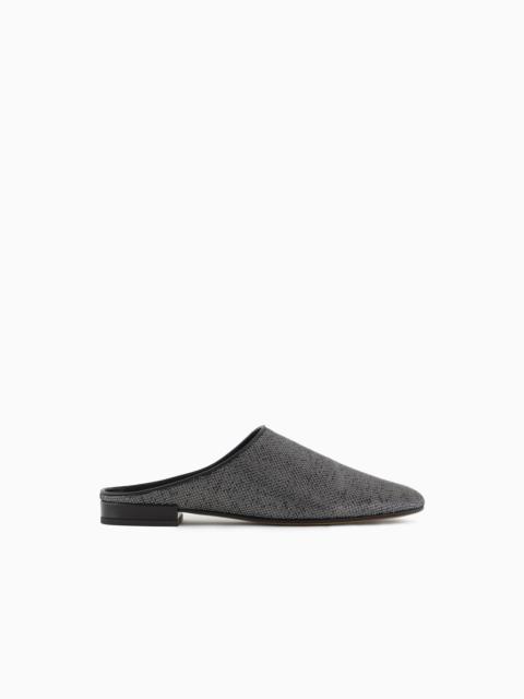 GIORGIO ARMANI X 10 CORSO COMO MULES IN LUREX FABRIC AND LEATHER