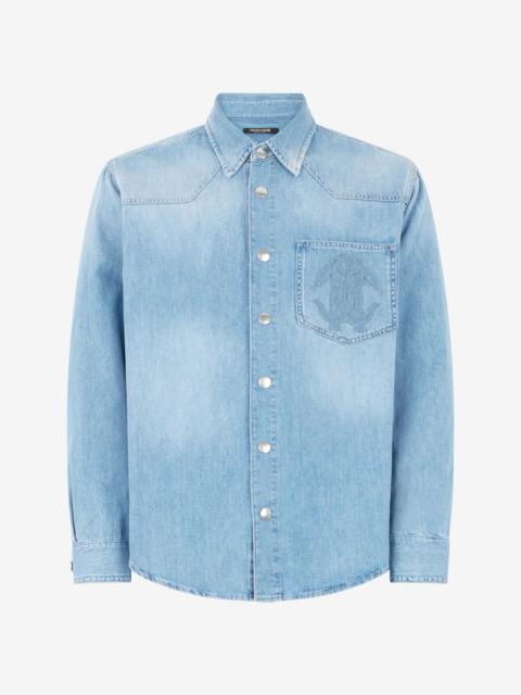 Denim Shirt With Mirror Snake Monogram