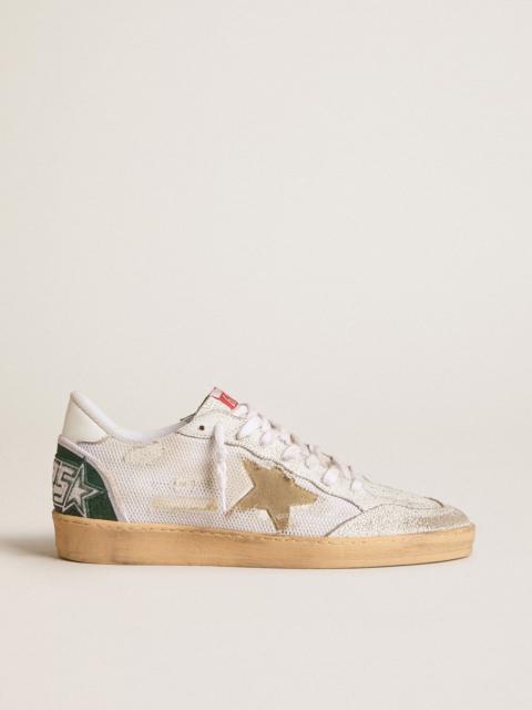 Ball Star LTD in white crackle leather and mesh with suede star