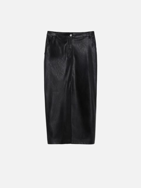 LEATHER-EFFECT MIDI SKIRT WITH SLIT AT THE HEM