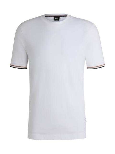COTTON-JERSEY T-SHIRT WITH SIGNATURE-STRIPE CUFFS