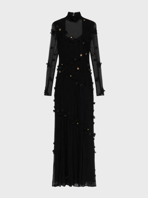 LONG TULLE DRESS WITH EMBROIDERY