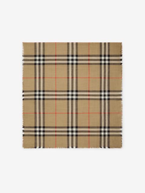 Reversible Check Wool Silk Scarf