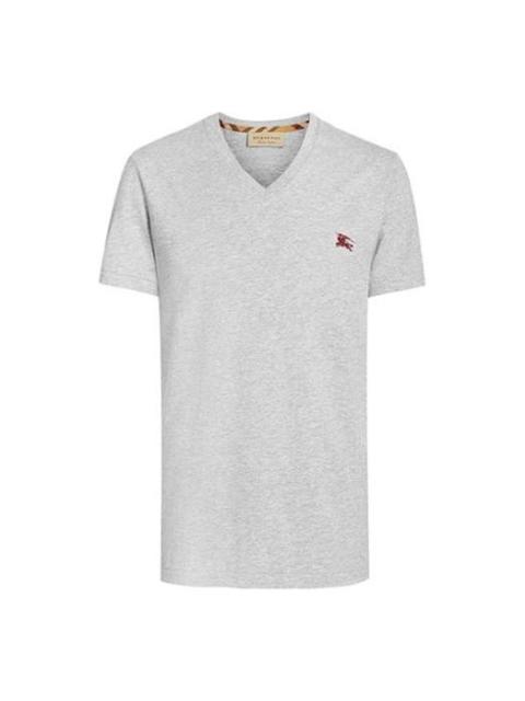 Men's Burberry V neck Knit Pullover Short Sleeve Gray 80038341