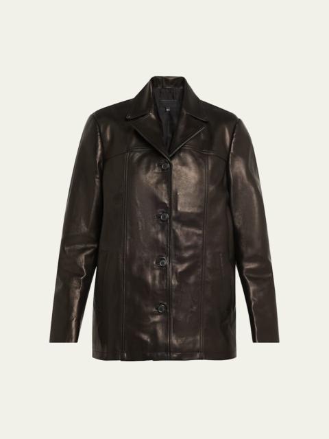 Brett Leather Single-Breasted Blazer Jacket