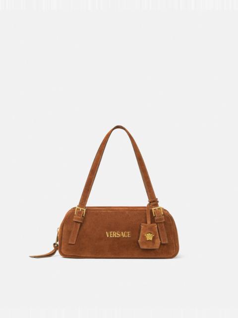 Versace Tag Suede Bowling Shoulder Bag