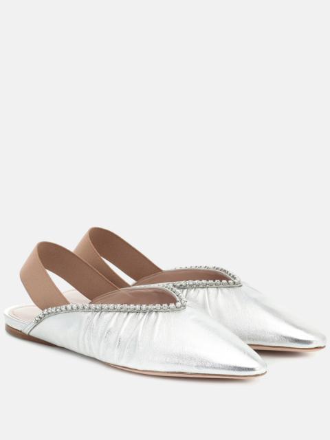 Embellished leather slingback flats