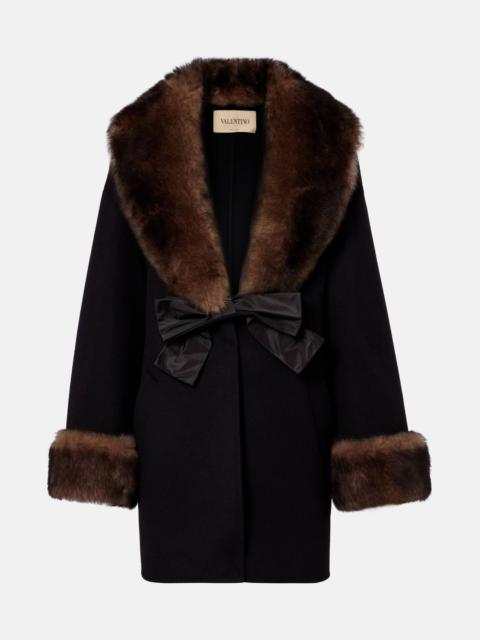 Shearling-trimmed wool and cashmere peacoat
