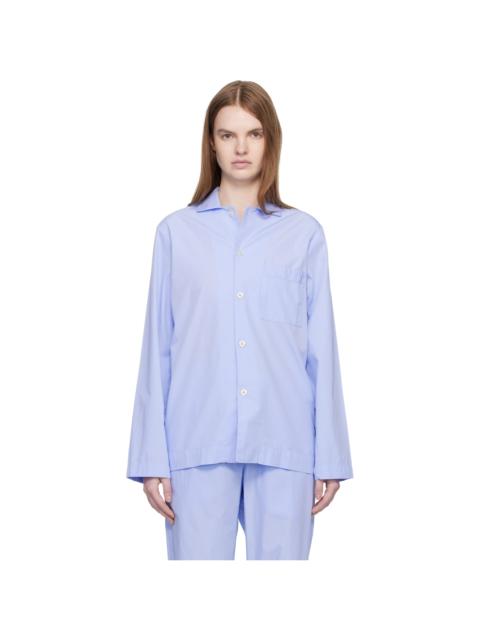 Blue Poplin Long-Sleeved Pyjama Shirt