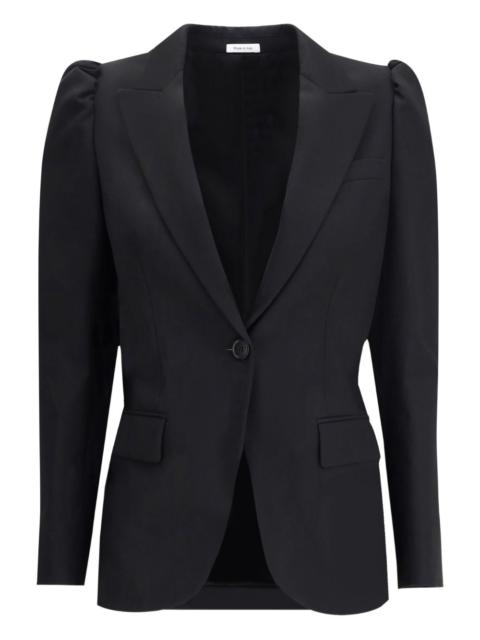 puff-shoulder single-breasted blazer