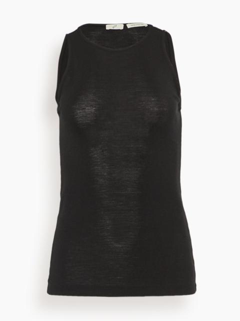 Fine Wool Tank Top in Black